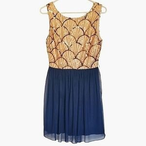 7346 * Deb Sequin Scallop Tulle Dress Blush Blue Size  9